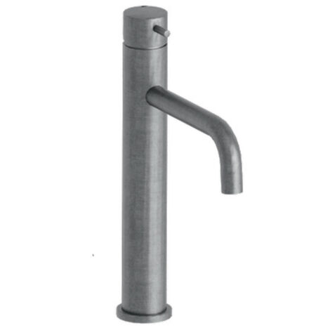 Robinet mitigeur lavabo mi-haut TRIVERDE métal brossé avec bonde up&down - Cristina Ondyna