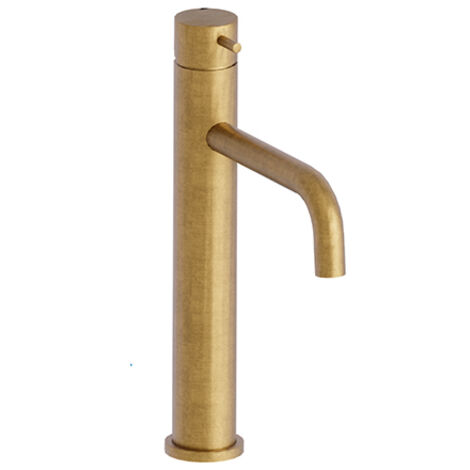 Robinet mitigeur lavabo mi-haut TRIVERDE or brossé avec bonde up&down - Cristina Ondyna