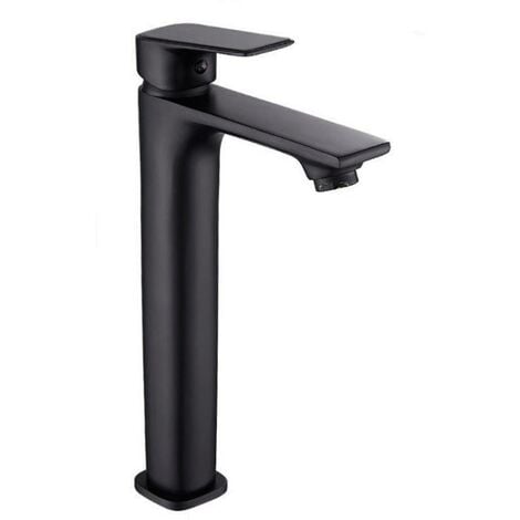 Robinet Mitigeur Lavabo Noir Mat Inox Haut Carré - SILAMP