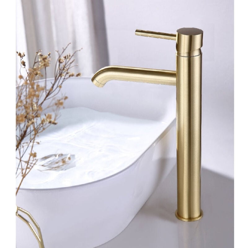 Stano. - Robinet mitigeur lavabo réhaussé pico or brossé