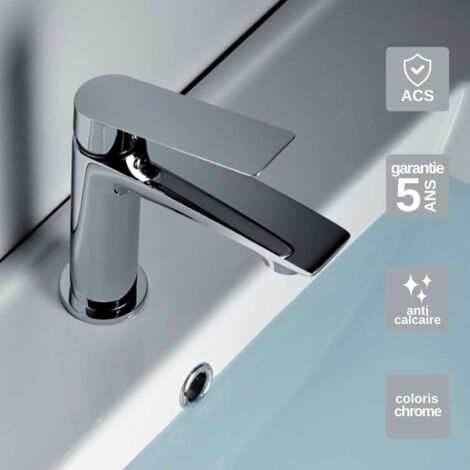 Robinet Mitigeur Lavabo Salle de Bain chromé – Bec Bas Anti-Calcaire – Design moderne - LUXOR IMEX