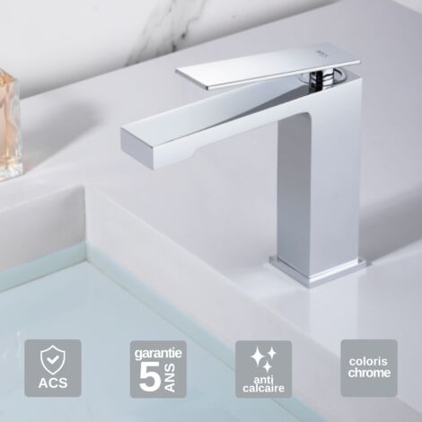 Robinet Mitigeur Lavabo Salle de Bain chromé – Bec Bas Anti-Calcaire – Design moderne - PISA IMEX