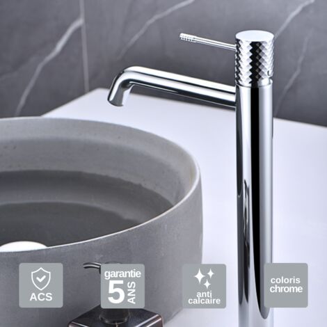 Robinet Mitigeur Lavabo Salle de Bain chromé – Bec Haut Anti-Calcaire – Design moderne - GENOVA IMEX