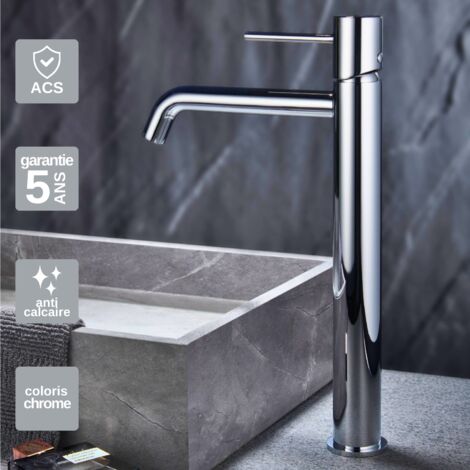 Robinet Mitigeur Lavabo Salle de Bain chromé – Bec Haut Anti-Calcaire – Design moderne - MONZA IMEX
