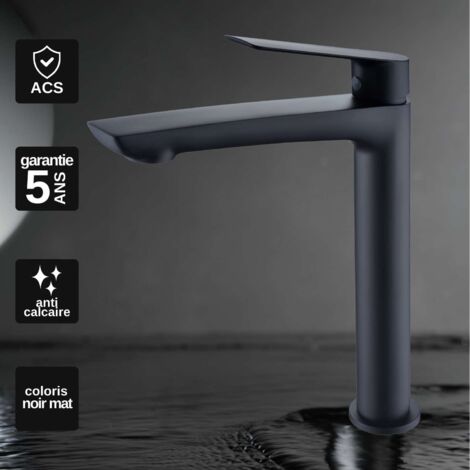 Robinet Mitigeur Lavabo Salle de Bain noirmat – Bec Haut Anti-Calcaire – Design moderne - LUXOR IMEX