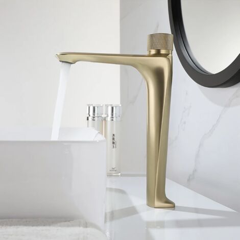 Robinet mitigeur lavabo surélevé doré brossé, Wanted
