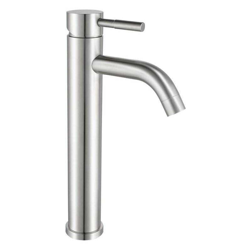 Vente-unique - Robinet mitigeur mécanique arrondi en inox - Coloris nickel brossé - H29,6 cm - salavan