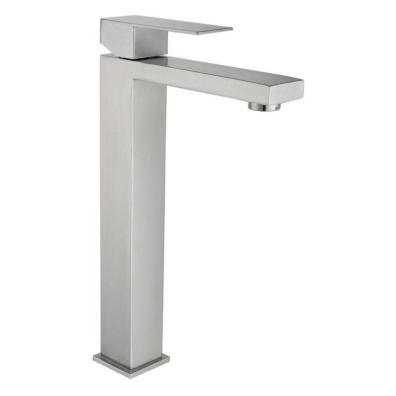 Vente-unique - Robinet mitigeur mécanique carré en inox - Coloris nickel brossé - H31 cm - canilas