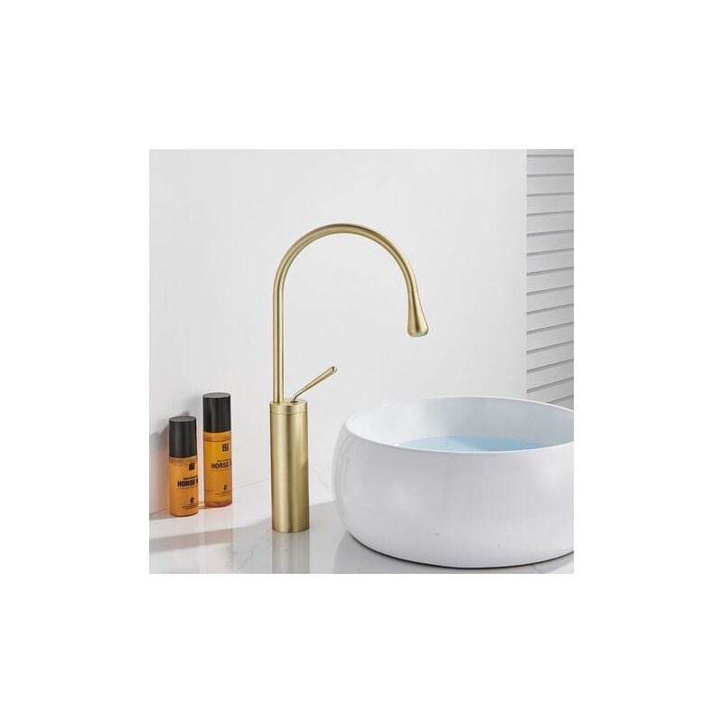 Robinet Mitigeur Monocommande Haut Or en Pour Lavabo Salle de Bain