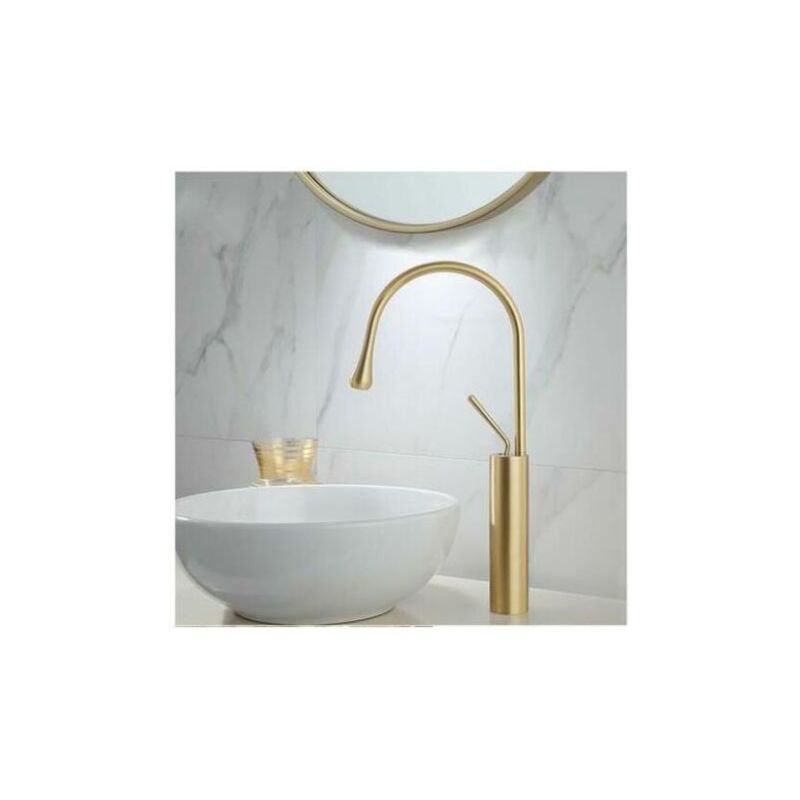 Fitags - Robinet Mitigeur Monocommande Haut Or en Pour Lavabo Salle de Bain