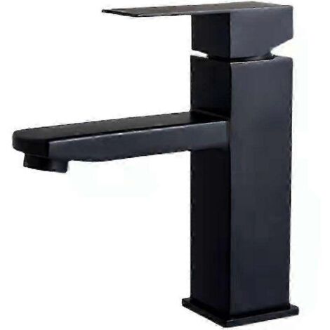 Robinet mitigeur monocommande pour lavabo, style cascade, pour eau chaude et froide, avec finition chromée carrée et revêtement anti-traces de doigts