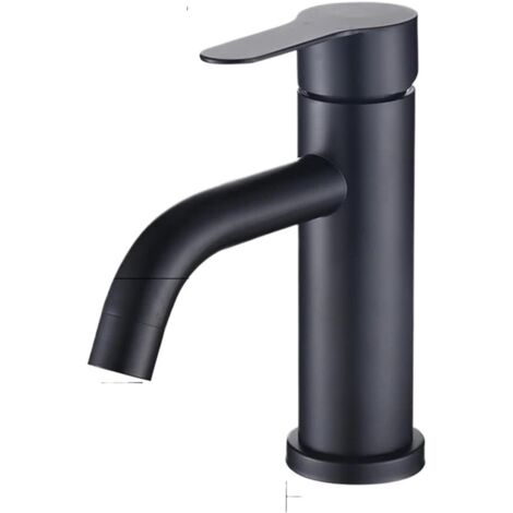 Robinet mitigeur monotrou en acier inoxydable pour lavabo , montage sur comptoir , noir mat , accessoires de salle de bain (couleur : noir)