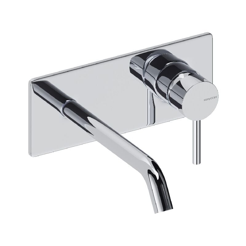 Robinet mitigeur mural avec plaque loop 18 cm Chrome