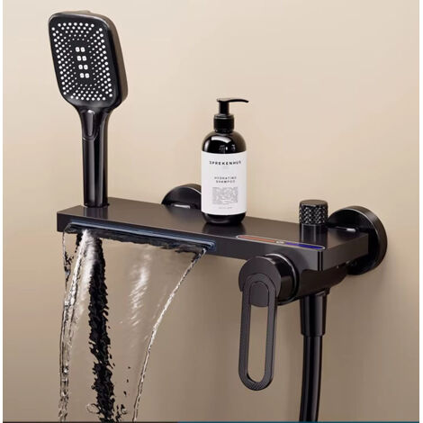 Robinet mitigeur mural pour baignoire, robinet mitigeur mural effet cascade pour baignoire, robinet mitigeur et robinet de douche, gris anthracite