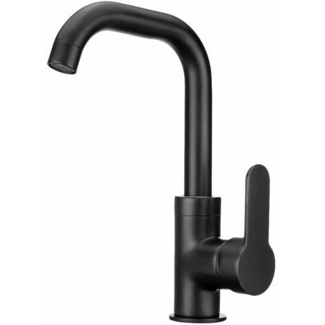 Robinet Mitigeur Noir - TEMPSA - Rotation 360° - Cartouche en Céramique - Mousseur