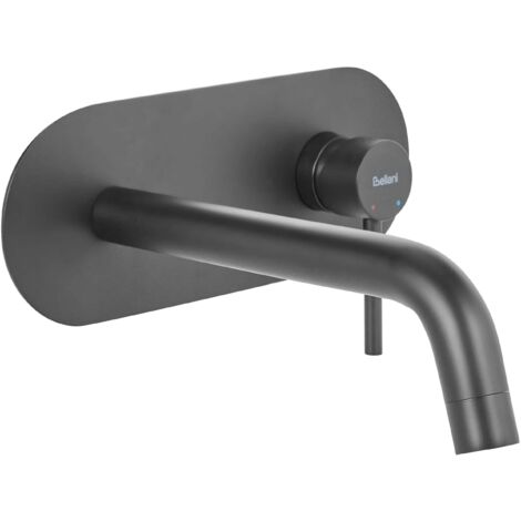 Robinet Mitigeur pour Lavabo Mural en Laiton Commande Unique Noir Guaiba