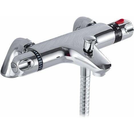 Robinet mitigeur thermostatique pour baignoire + pommeau de douche, avec valve de contrôle de la température
