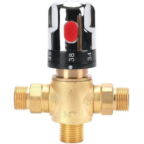 Robinet mitigeur thermostatique, robinet mélangeur d'eau chaude et d'eau froide avec connecteur G 1/2", graduation en centidrage, laiton massif