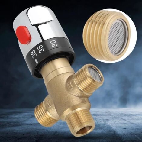 Robinet mitigeur thermostatique - ZERODIS - HB007 - Laiton - 3 voies - Interrupteur de sécurité