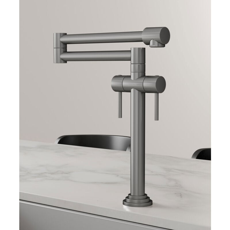 Robinet mélangeur de cuisine style rétro - Nickel brossé