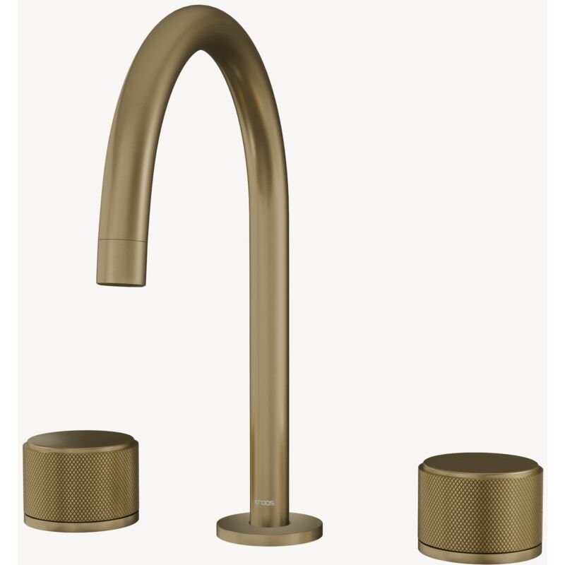 Kroos ® - Robinet mélangeur de lavabo sur plage Doré brossé - Leros