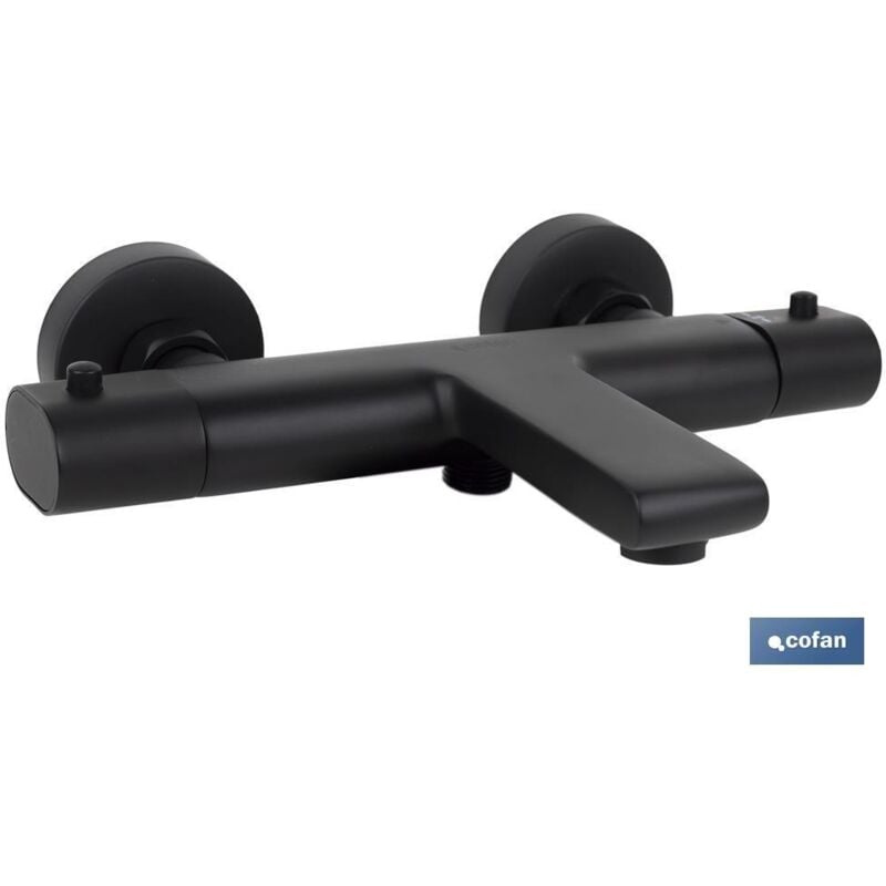 Cofan - Robinet de baignoire thermostatique noir mat modèle Kerch