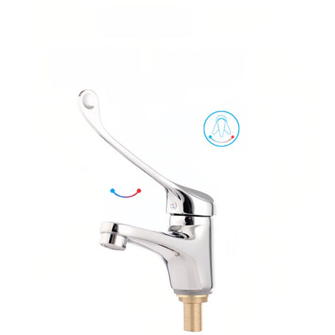 Robinet monotrou allongé tout cuivre, mitigeur thermique pour lavabo de salle de bain, cuisine, robinet cascade pour salle de bain, chromé