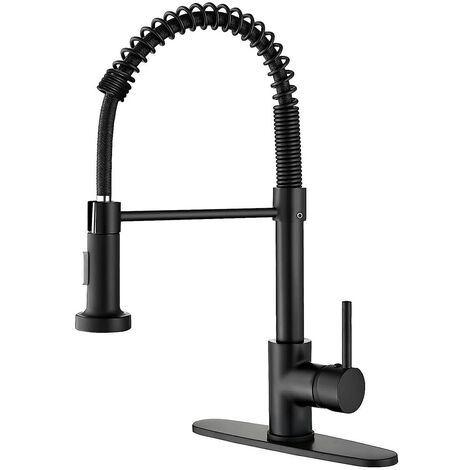 Robinet monotrou, pivotant, extractible, matériau acier inoxydable, noir