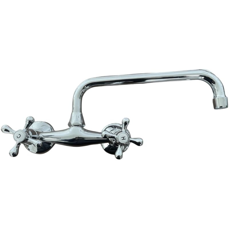 Robinet mural à bec pivotant antique chromé