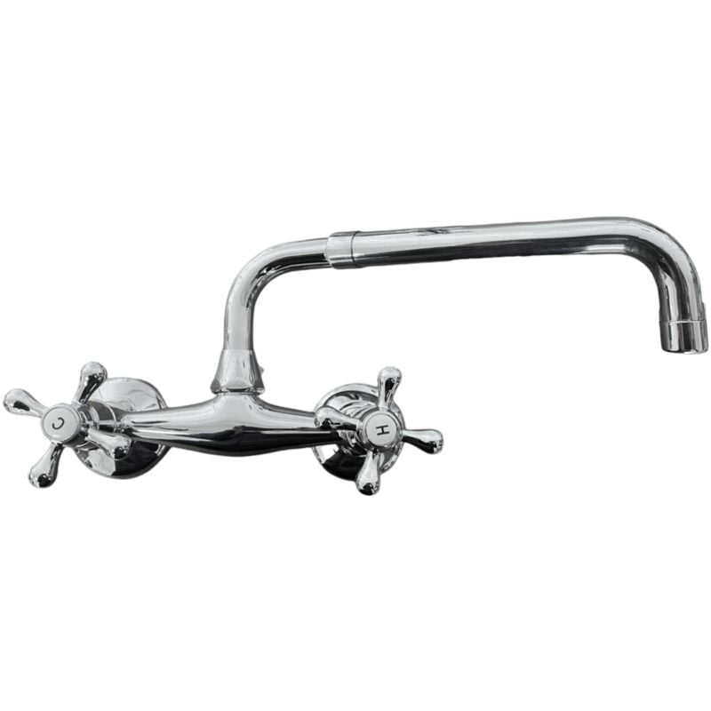 Bagnoclic - Robinet mural à bec pivotant et extensible antique chromé