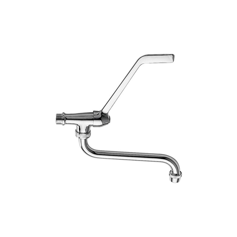 Robinet mural à levier long et bec chromé mobilité réduite facile à utiliser