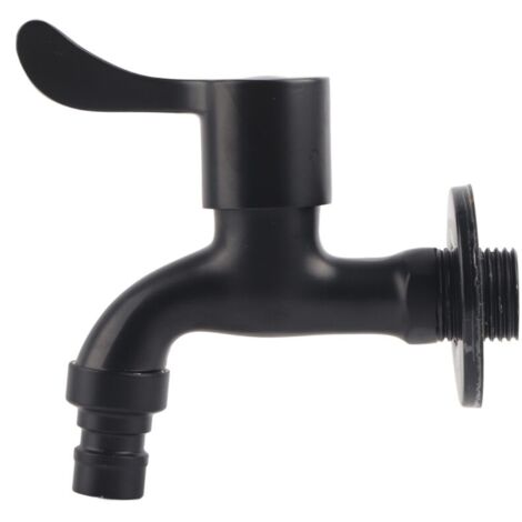 Robinet mural acier inoxydable 304 – Résistant à la rouille et au gel – Pour machine à laver et piscine à vadrouille – Noir