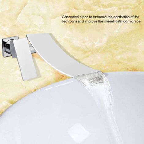 Robinet mural cascade chromé pour lavabo - Chrome Wall Mount Waterfall Basin Faucet