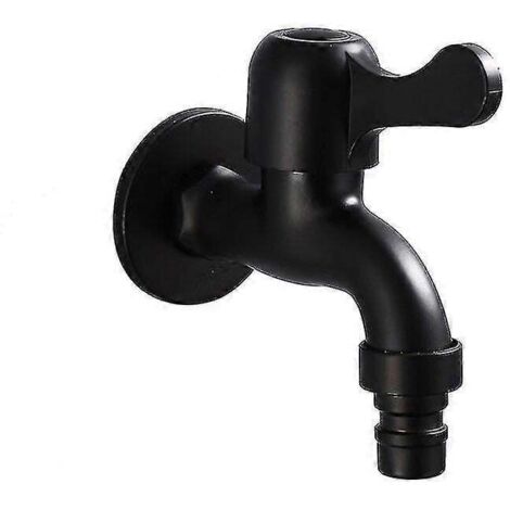 Robinet mural Continental noir en acier inoxydable 304 avec ouverture rapide pour jardin, salle de bain et espace extérieur