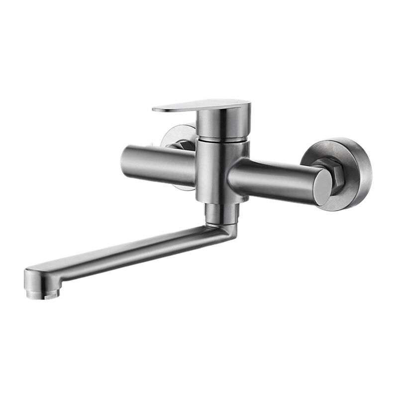 Shining House - Robinet Mural Cuisine, Mitigeur Mural Inoxydable, Pivotant à 360° pour Évier de Cuisine, Eau Chaude et Froide, Trous de Montage