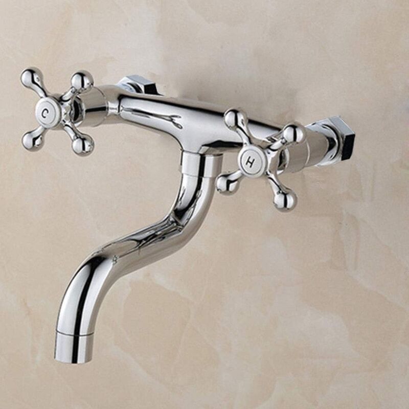 Senderpick - Robinet mural de cuisine et de salle de bain Robinet mitigeur à deux poignées Montage mural