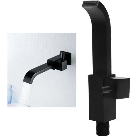 Robinet mural de cuisine et salle de bain à 1/2 entrée, en cuivre noir, pour évier et bassine avec bec de cascade