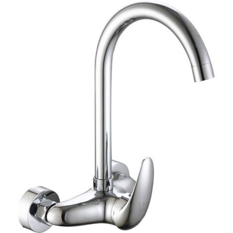 Robinet mural de cuisine monocommande cromo – Bec pivotant – Cartouche céramique 40mm – Entraxe 15cm – Pour lavabo et évier – Dp Griferia - GC11049