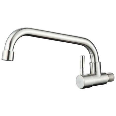 Robinet Mural Eau Froide pour Cuisine, Mitigeur Evier Mural Brossé Anti-empreinte,Mousseur Démontable