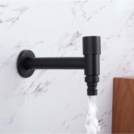 Robinet mural en acier inoxydable pour salle de bain, comptoir, lave-linge, eau froide, noir mat, finition multicouche