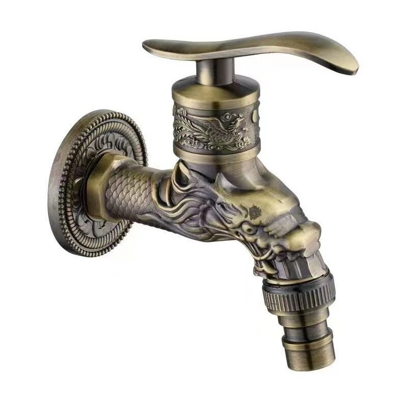 Linghhang - robinet mural en laiton rétro, robinet de jardin extérieur G1/2', robinet monté en laiton antique, robinet mural vintage, robinet sculpté