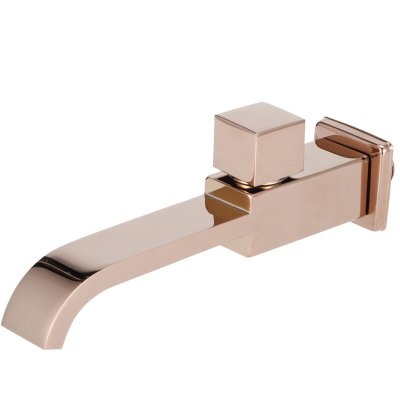 Robinet mural G1/2, lavabo simple froid, cascade, accessoires de salle de bains (or Rose)