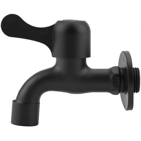 Robinet mural noir de style européen en acier inoxydable 304 à ouverture rapide pour l'extérieur et le jardin.