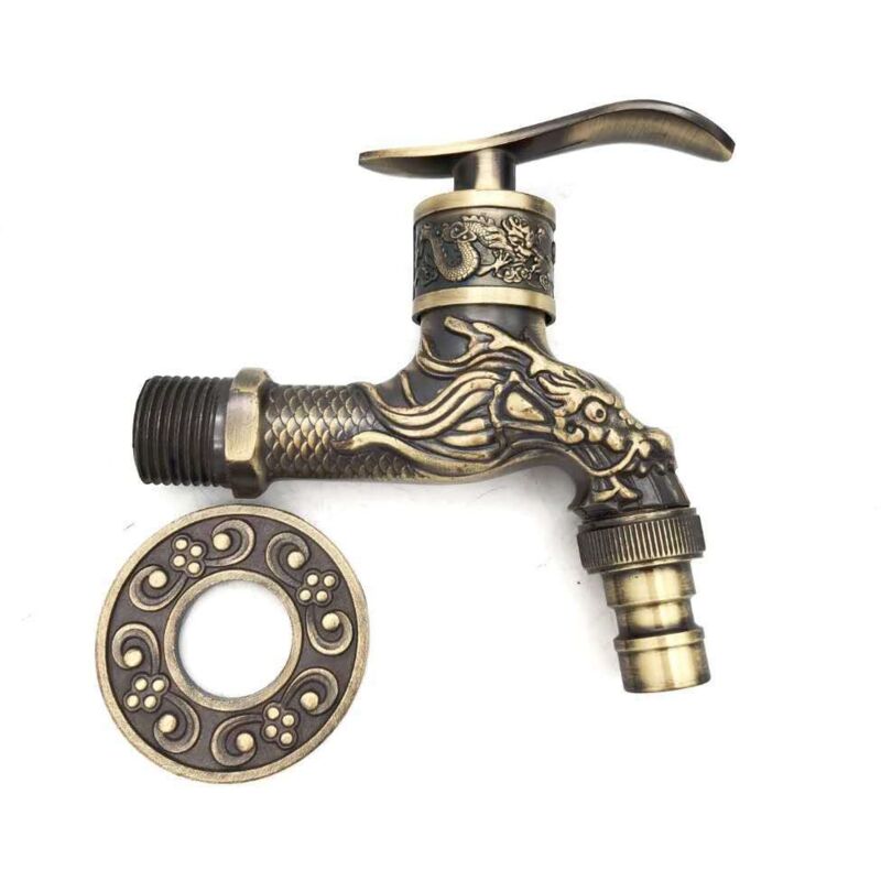 Robinet Mural RéTro, Robinet Exterieur Jardin G1/2, Antique Dragon Sculpté Robinet Antique, Robinet Mural Vintage pour Cuisine Bain Jardin Machine à