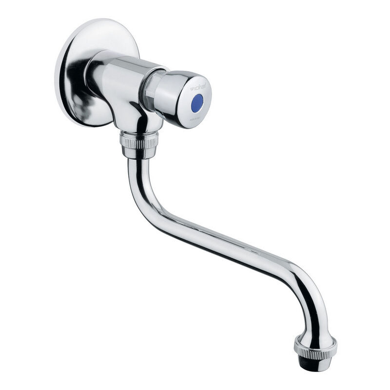 Robinet mural temporisé pour lavabo/évier série classic avec commande par bouton-poussoir et bec pivotant Idral