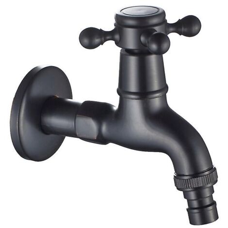 Robinet mural vintage noir à eau froide avec poignée unique pour lavabo de salle de bain - Interface G1/2