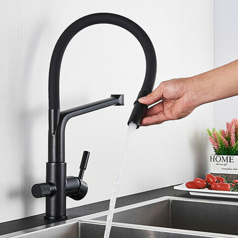 Robinet noir 3 voies filtre à eau douche cuisine osmose robinet d'eau potable