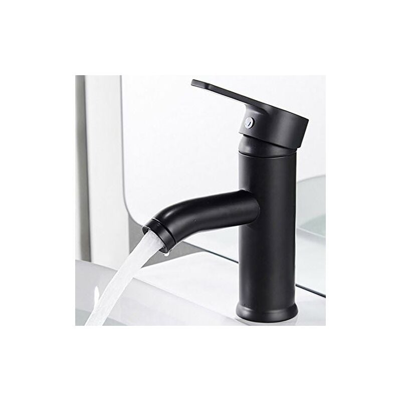 Beijiyi - Robinet Noir Mat Cuivre Mitigeur Lavabo Salle de Bain Robinet Eau Chaud Froid Mate Bassin Robinetterie élégante et design rétro robinet de