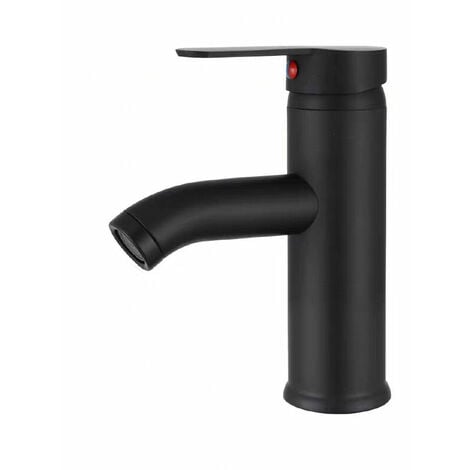 FORTUNEVILLE Robinet Noir Mat Cuivre Mitigeur Lavabo Salle de Bain Robinet Eau Chaud Froid Mate Bassin Robinetterie élégante et design rétro robinet de Levier Monotrou Vasque Durable（1pcs）