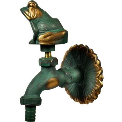 Robinet Nostalgie "Grenouille" 11206, 1/2", Effet laiton patiné, longue distance au mur, grande rosace murale